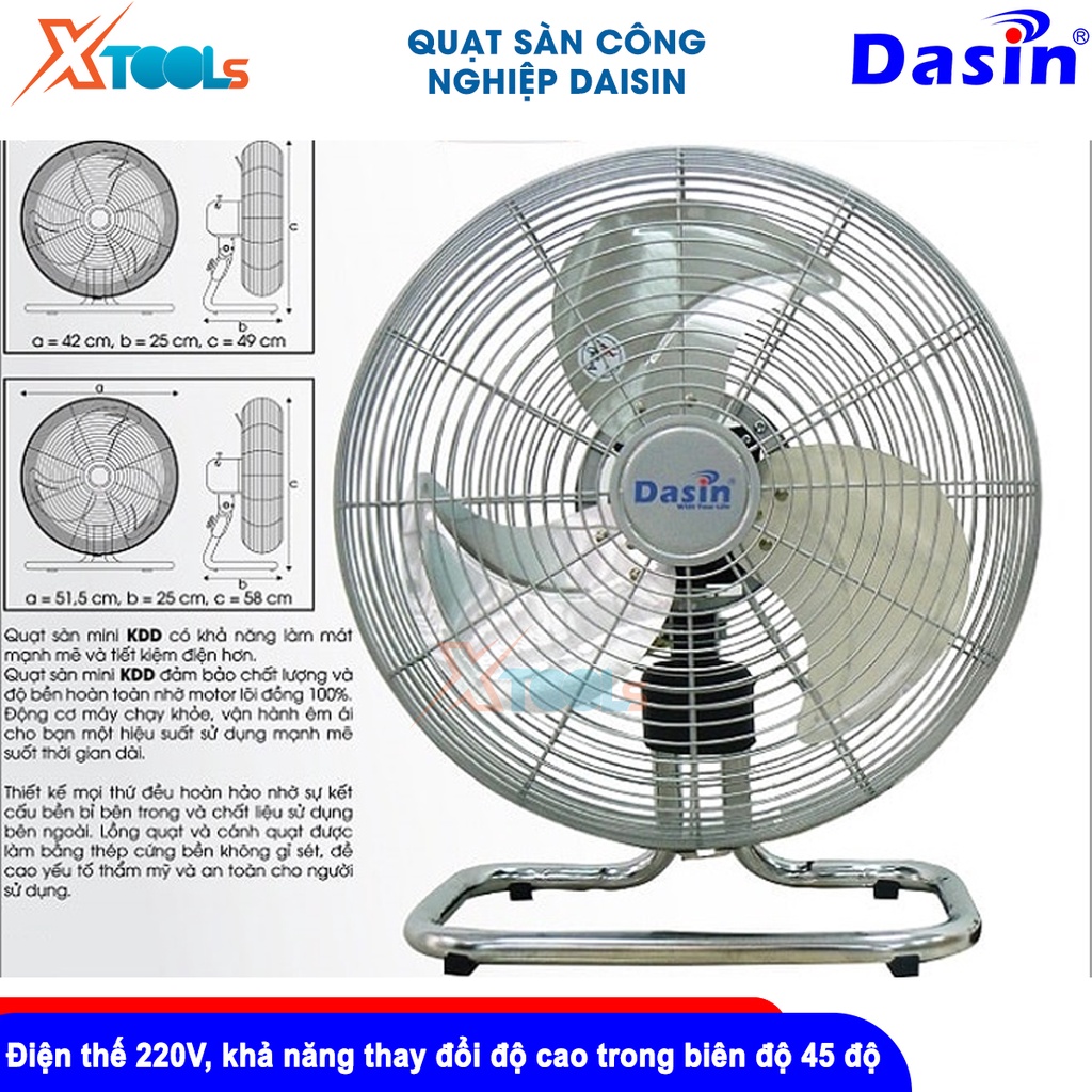 Quạt sàn Dasin, công suất 60W-67W, Dài x Rộng x Cao (42cm x 26cm x 49cm)- chính hãng - xtools