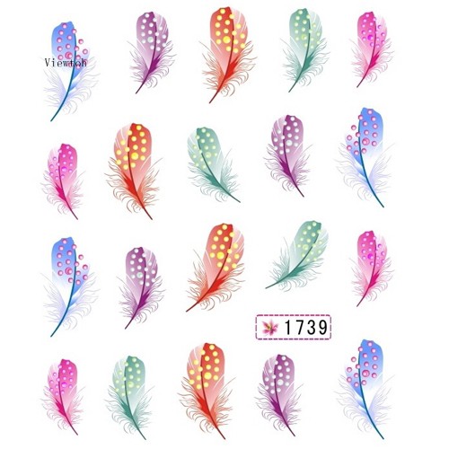 *˚View*✧⁺3D Beauty Leopard Water Transfer Stickers Decoration Nail Art Tips Feather Decals