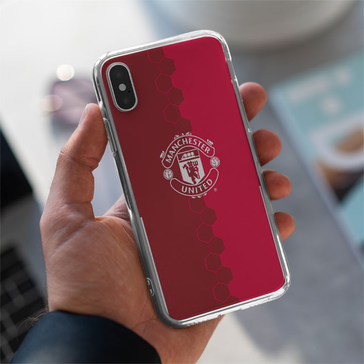 Ốp lưng logo Manchester United nền đỏ tổ ong cho Iphone 5 6 7 8 Plus 11 12 Pro Max X Xr MAN20210031