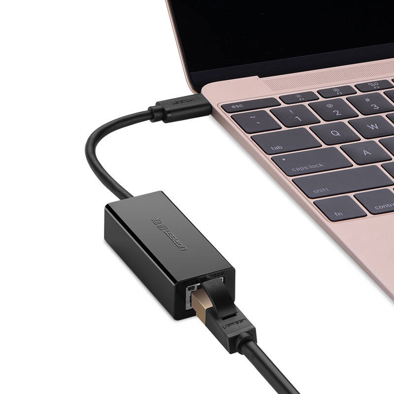 Bộ chuyển đổi USB Type C san LAN 10/100 Mbps Ethernet - dài 40CM - UGREEN 30287 (màu đen)