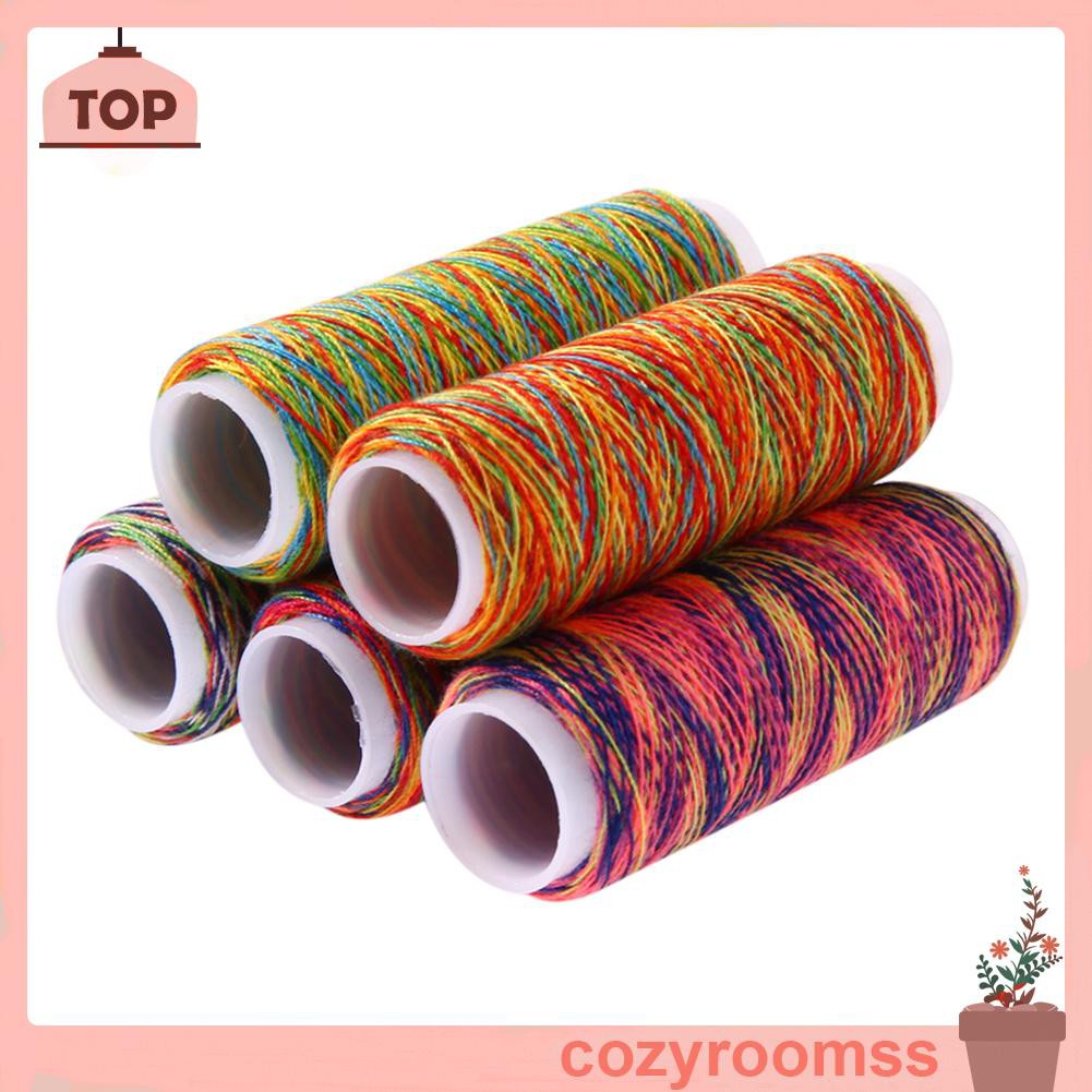 Bộ 5 Cuộn Chỉ Màu Cầu Vồng Dùng May Vá