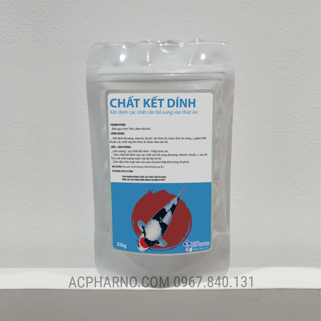 Chất kết dính dành cho cá cảnh, cá koi, cá rồng, cá vàng, guppy - Bột gắn kết vitamin, khoáng thuoc với thức ăn ACPharno