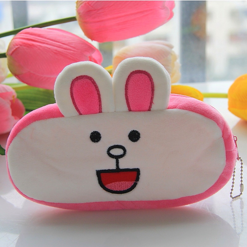 Túi Đựng Bút Bằng Lông Nhung Sức Chứa Lớn Có Khóa Kéo Họa Tiết Động Vật Hoạt Hình Cho Học Sinh