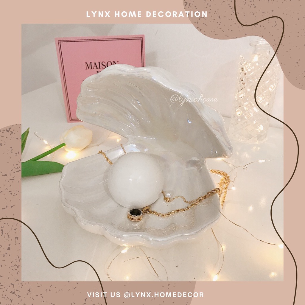 Đèn trang trí đèn ngủ hình vỏ sò chất liệu gốm sang trọng Lynx Home