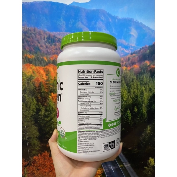 Bột đạm hữu cơ Orgain organic protein peanut butter ăn kiêng vị bơ đậu phộng 920g mẫu mới của Mỹ đi air