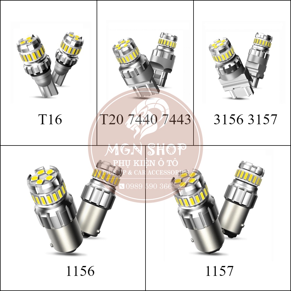 Đèn LED [T16] [T20 7440 7443] [1156] [1157] [T25 3156/3157] [siêu sáng] [02 bóng/bộ] cho ô tô xe máy