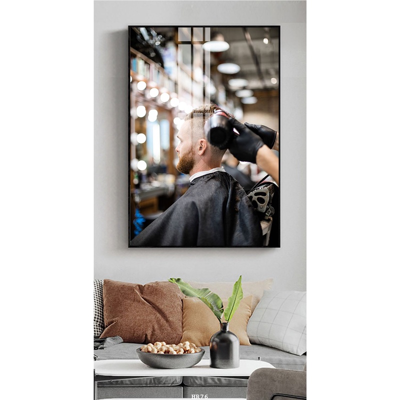 Tranh trang trí Hair Salon - Tiệm cắt tóc, tranh tráng gương 5D, bóng đẹp, đầy tính nghệ thuật.