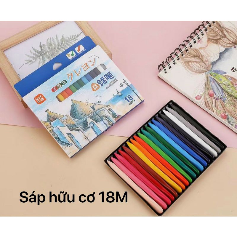 Bộ 6-12-18 Bút Sáp Màu Hữu Cơ Cho Bé Tập Vẽ - Cao Cấp Tự Nhiên An Toàn