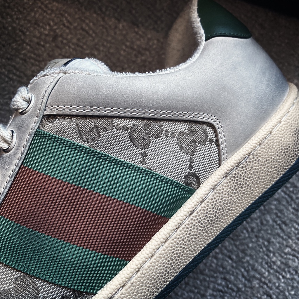 Giày sneakers nam da thật cao cấp GUCCI GG GC mang phong cách " bẩn nhân tạo'' tạo nên sự độc đáo và khác biệt
