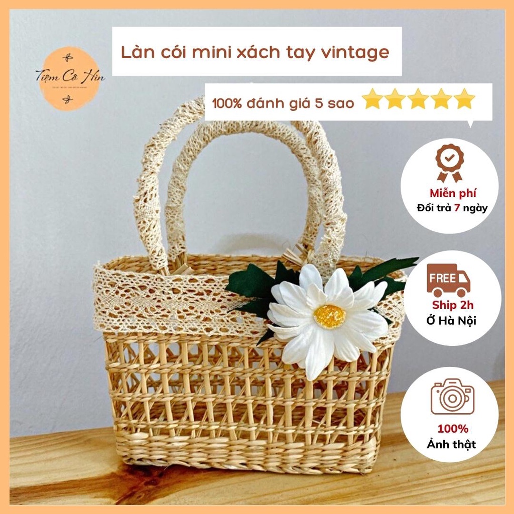 Túi cói mini handmade Tiệm Cô Hìn đi biển du lịch chụp ảnh siêu đẹp có video chi tiết ship 1h lỗi 1 đổi 1