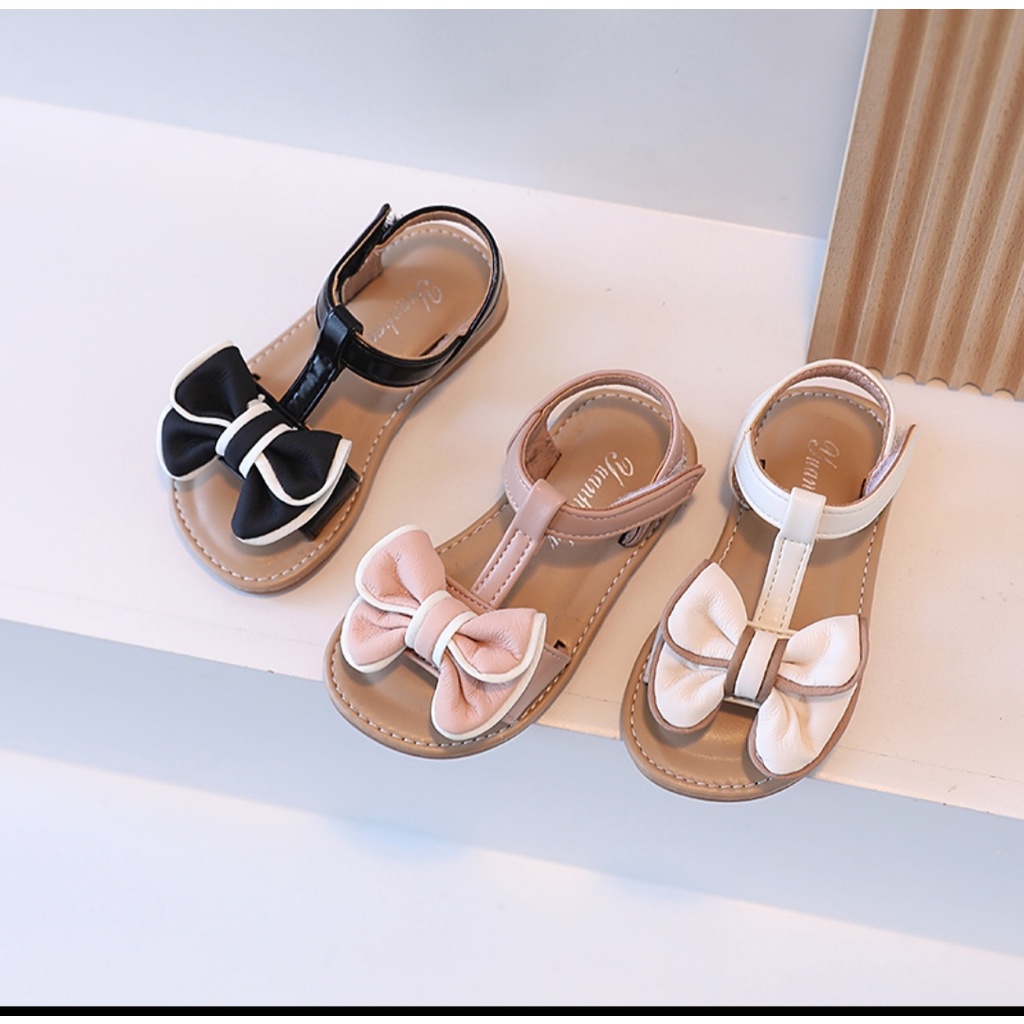 sandal bé gái - dép quai hậu cho bé đi học, đi chơi thời trang hè nơ xinh đế mềm êm chân từ 2 - 8 tuổi 2216 ( có video)