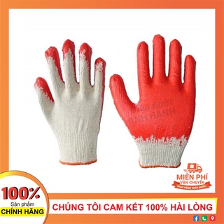Găng tay bảo hộ phủ cao su đỏ chống trượt