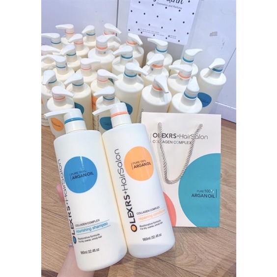 Cặp Dầu Gội Xả Phục Hồi Tóc Khô Hư Tổn Olexrs Argan Oil Collagen Hair Salon