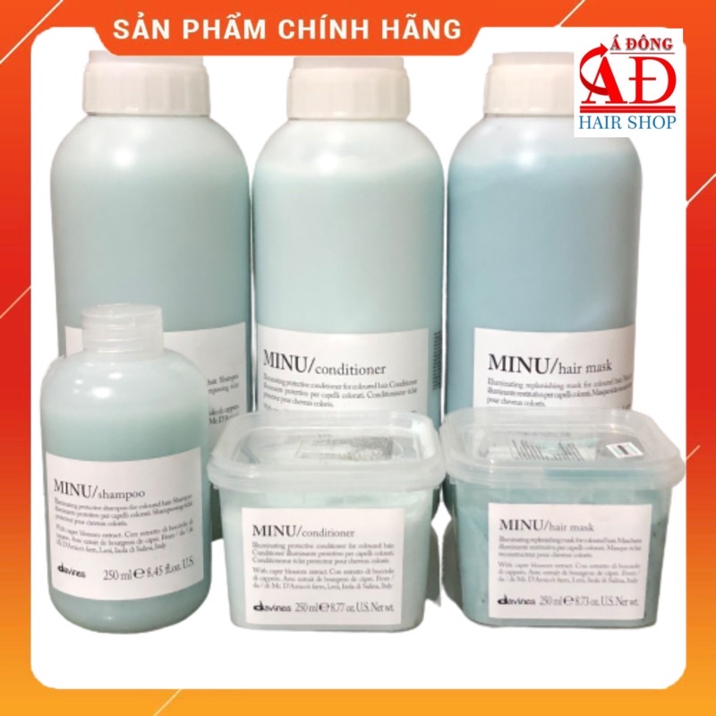 DẦU GỘI XẢ HẤP Ủ GIỮ MÀU NHUỘM, MỀM MƯỢT, LÂU PHAI DAVINES MINU ITALY CHÍNH HÃNG