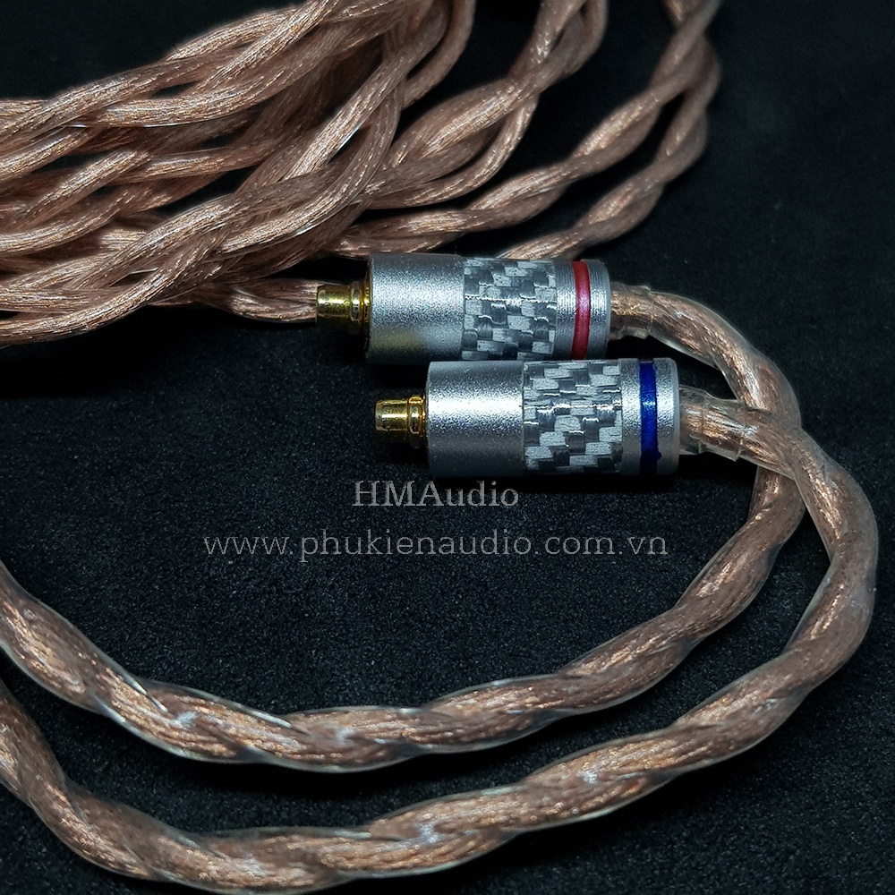 Dây tai nghe đồng 7NOCC Litz 23AWG 1.25mm tết 4 - Connector MMCX mạ vàng
