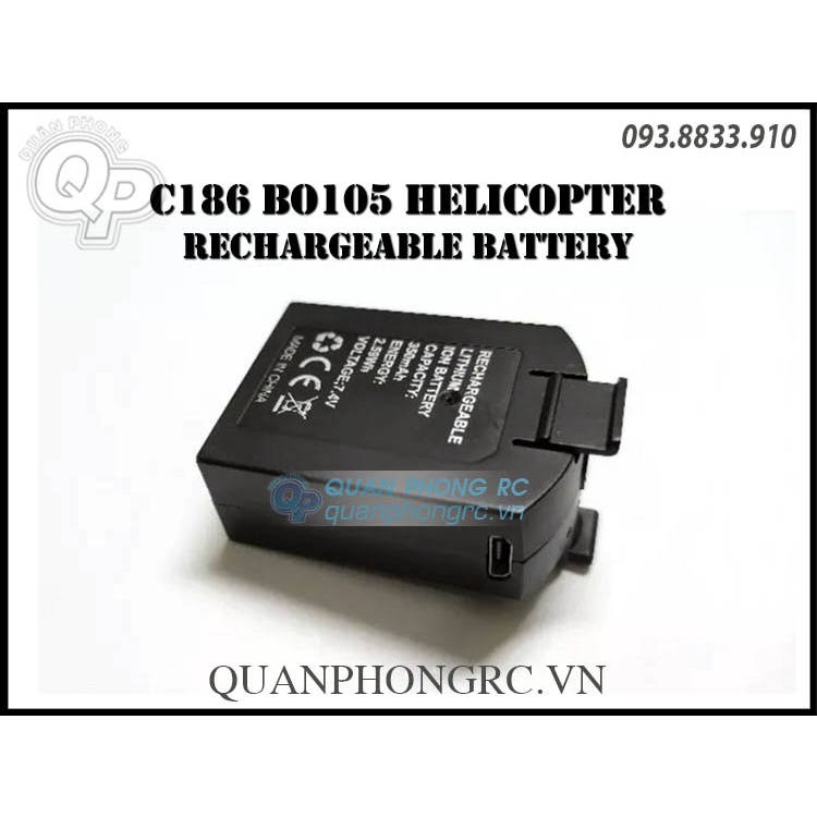 Pin 350mAh 2S 7.4V LiPo Battery For C186 BO105 Scale RC Helicopter