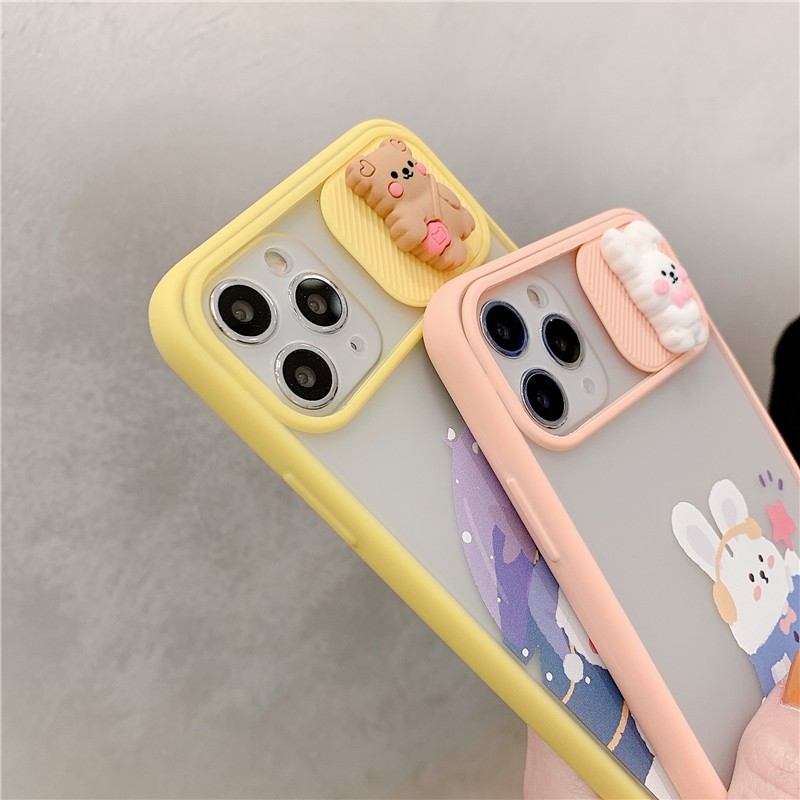 Ốp lưng iphone trượt camera Thỏ - Gấu nâu Dinosaur bvc 6/6plus/6splus/7/7plus/8/8plus/x/xs/11/12/pro/max/plus DT09