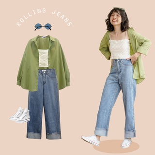 BLEUBIRD Quần jeans gập gấu vải denim mềm Rolling Jeans