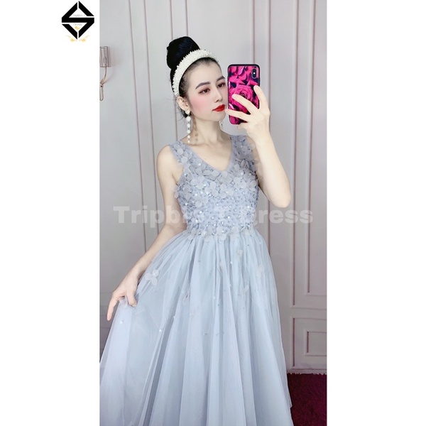 Đầm xoè công chúa TRIPBLE T DRESS kết cườm và hoa thêu nổi - size M/L - MS376V