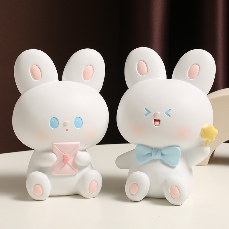 Thỏ Trắng Nhỏ Nhắn Dễ Thương Dùng Trang Trí Phòng Khách / Bàn Làm Việc Phong Cách Năm Mới