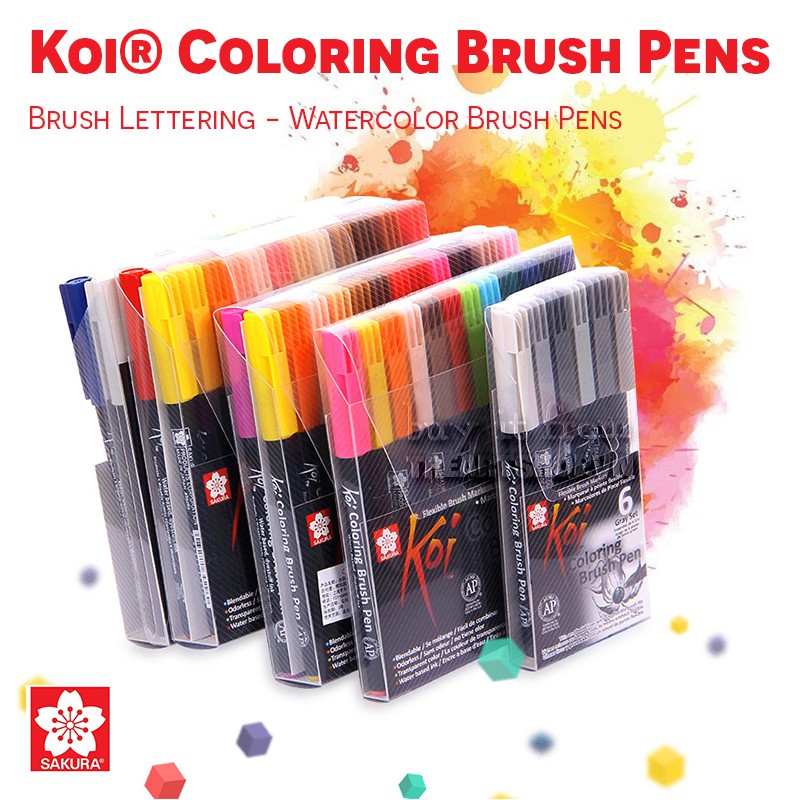[THEARTSHOP] Bộ bút cọ màu nước SAKURA KOI coloring brush pens 6/12/24/48 màu