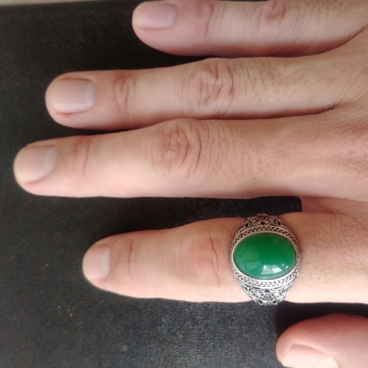 Nhẫn Nam Màu Bạc Đá Xanh Đẹp Cao Cấp Ảnh Thật - Nhẫn Chất liệu Titan Không Gỉ - Elas Ring