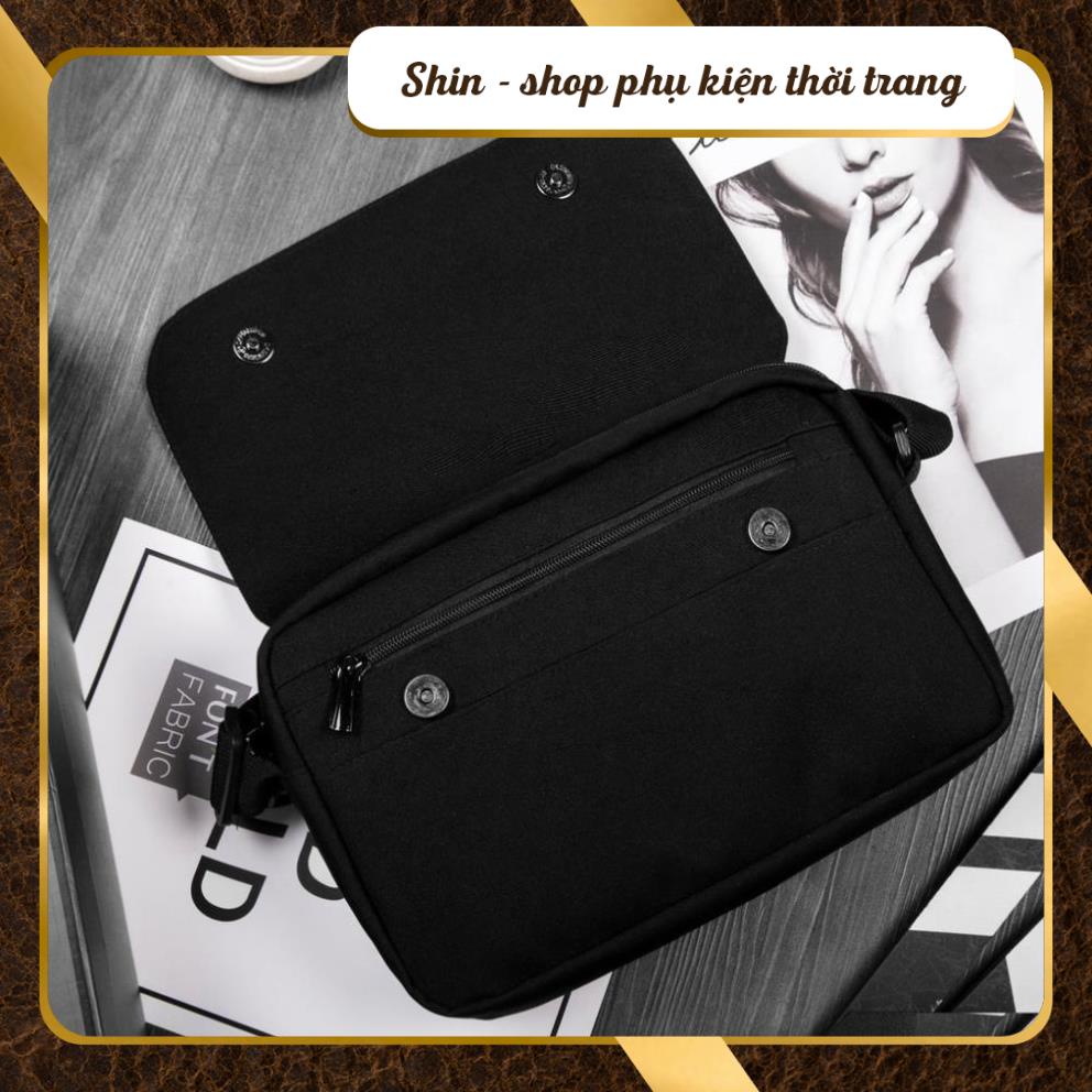 (Ảnh + Video Thật) Túi đeo chéo nam mini vải canvas bền bỉ phong cách unisex Hàn Quốc - Shin Shop Leather