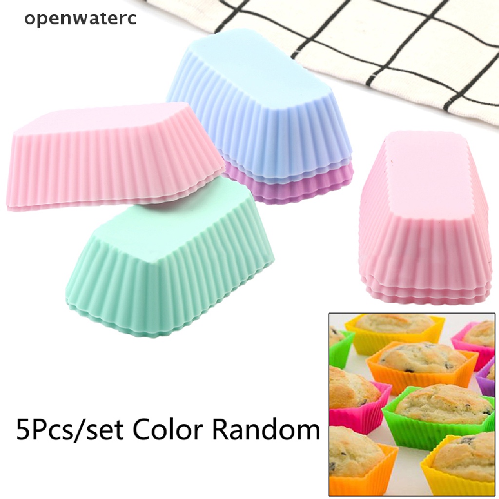 Bộ 5 Khuôn Silicone Làm Bánh Muffin Hình Chữ Nhật Tiện Dụng