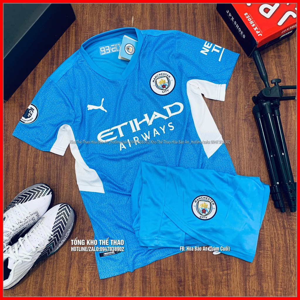 Set Bộ Quần Áo Bóng Đá CLB Mancity sân nhà/ Sân khách mẫu mới mùa giải 2021/22 - Vải thái chuẩn áo đấu