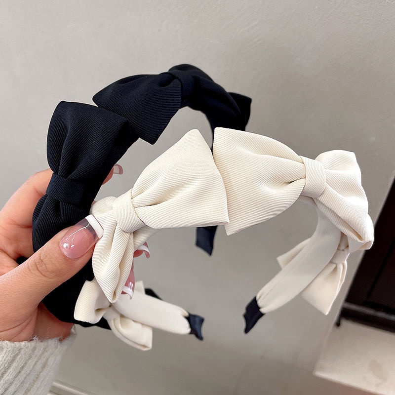Haimeikang Băng đô bằng vải bản rộng phối nơ đơn giản phong cách Hàn Quốc cho nữ