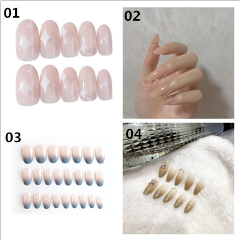 Set 24 Móng Tay Giả Họa Tiết 3D Chống Thấm Nước Kèm Keo Dán