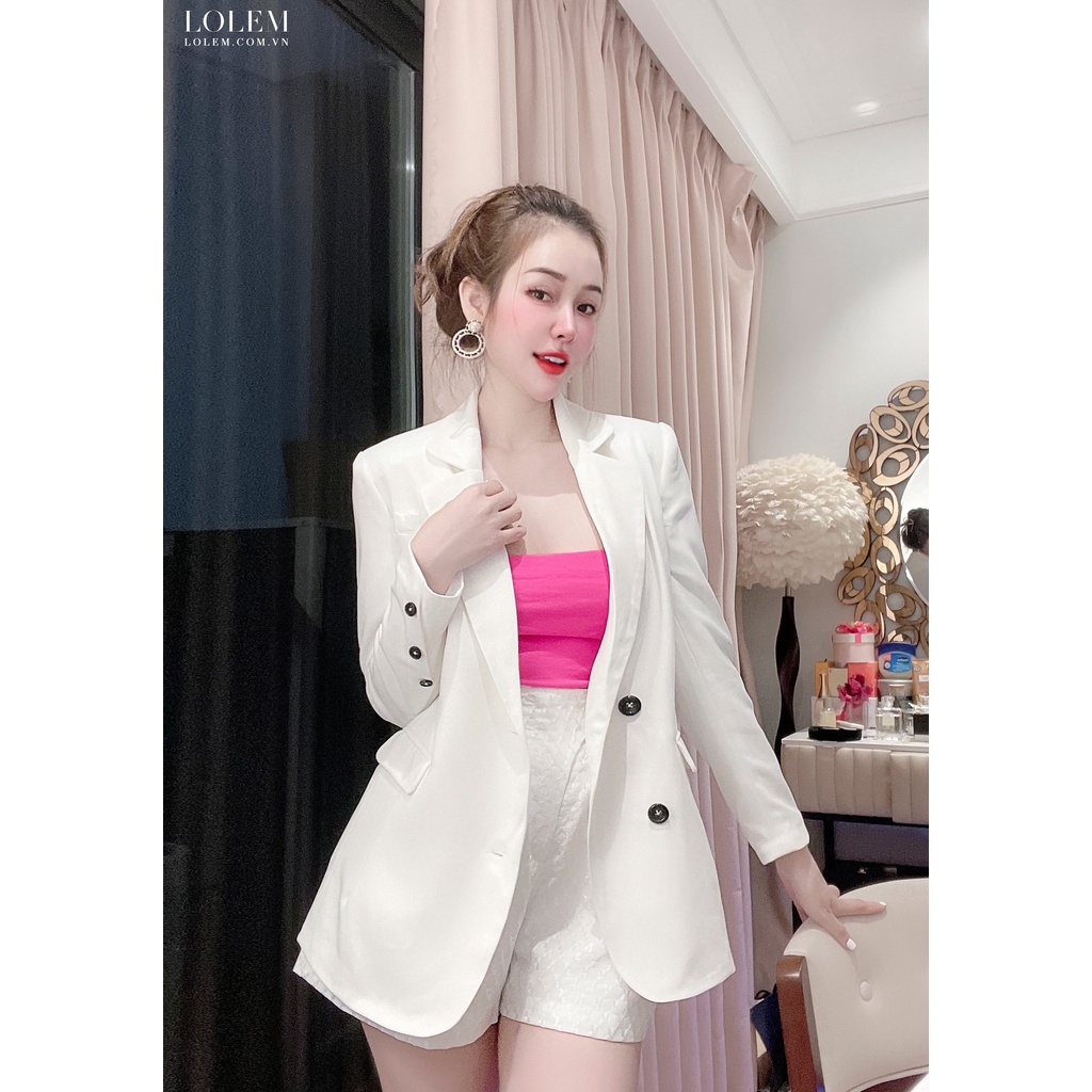 Áo vest blazer nữ LOLEM AKNB014 thiết kế xếp ly tay chất sạn lụa mềm mại