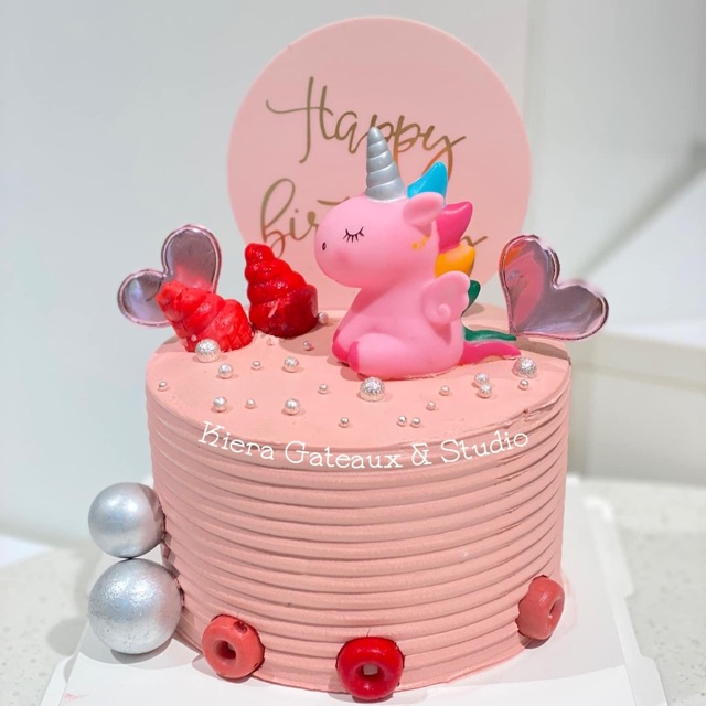 Phụ kiện trang trí bánh sinh nhật bánh kem - Ngựa uicorn trắng, hồng