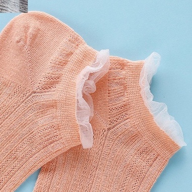 Tất nữ cổ ngắn bèo nhún nhiều màu sắc vớ nữ cổ thấp chất cotton mềm mại