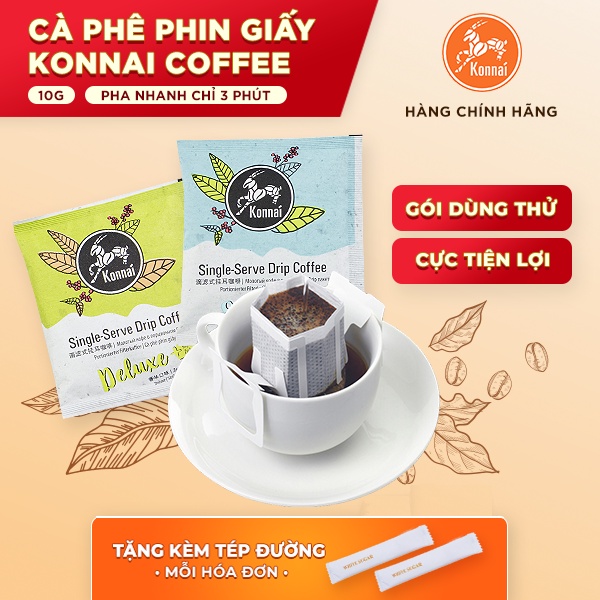 Cà phê Robusta Tây Nguyên Arabica Sơn La phin giấy nguyên chất gói 10gr đậm đà hậu vị ngọt pha nhanh tiện Konnai Coffee