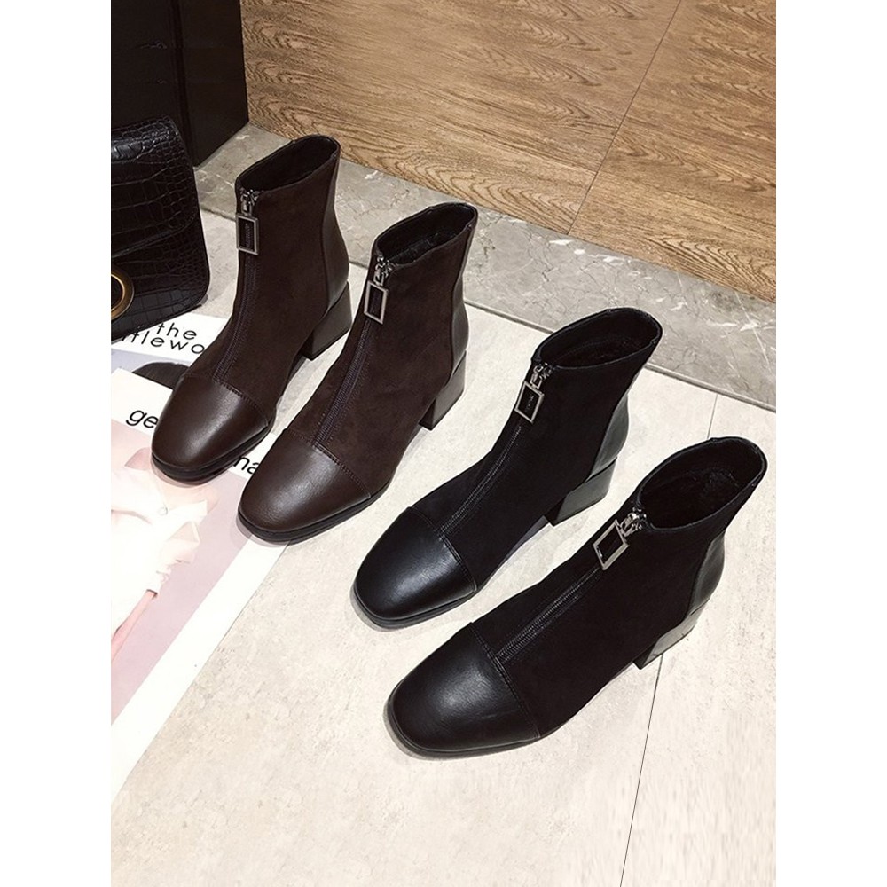 Boot nữ da lộn phối mũi da hot MBS246 - Seun Shoes | BigBuy360 - bigbuy360.vn