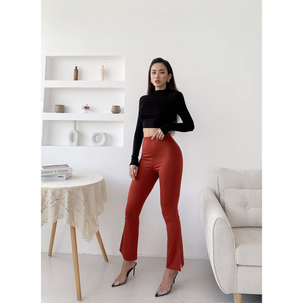 [Mã FAMALLT5 giảm 15% đơn 150k] Quần Ống Loe Xẻ Gấu Busy Thun Umi Hàn Quốc QOL2 | BigBuy360 - bigbuy360.vn