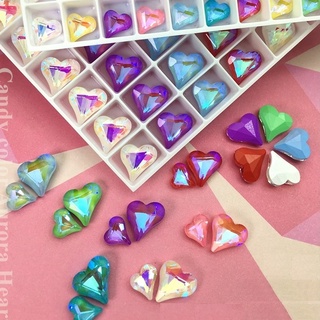 Set 4 Viên Đá Hình Tim Màu Neon Lấp Lánh Đính Móng
