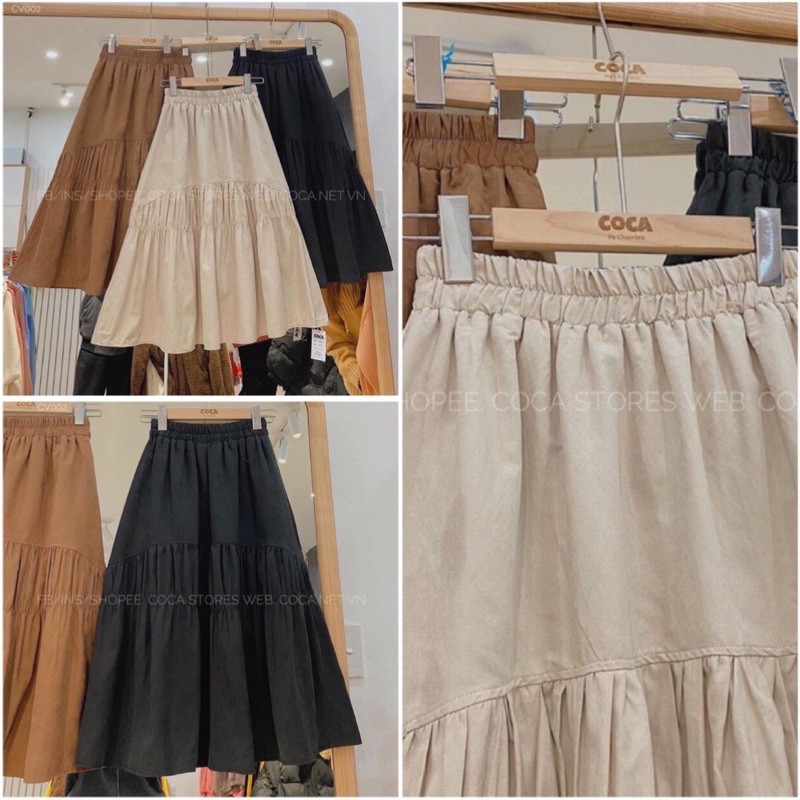 [ Mã FADIRECT5K giảm 5K đơn bất kỳ] Chân Váy Kaki🌸 Chân Váy Dúm Vạt Thô Dáng Dài Xoè, Cạp Cao Trơn Ulzzang Đen|Nâu|Be | BigBuy360 - bigbuy360.vn