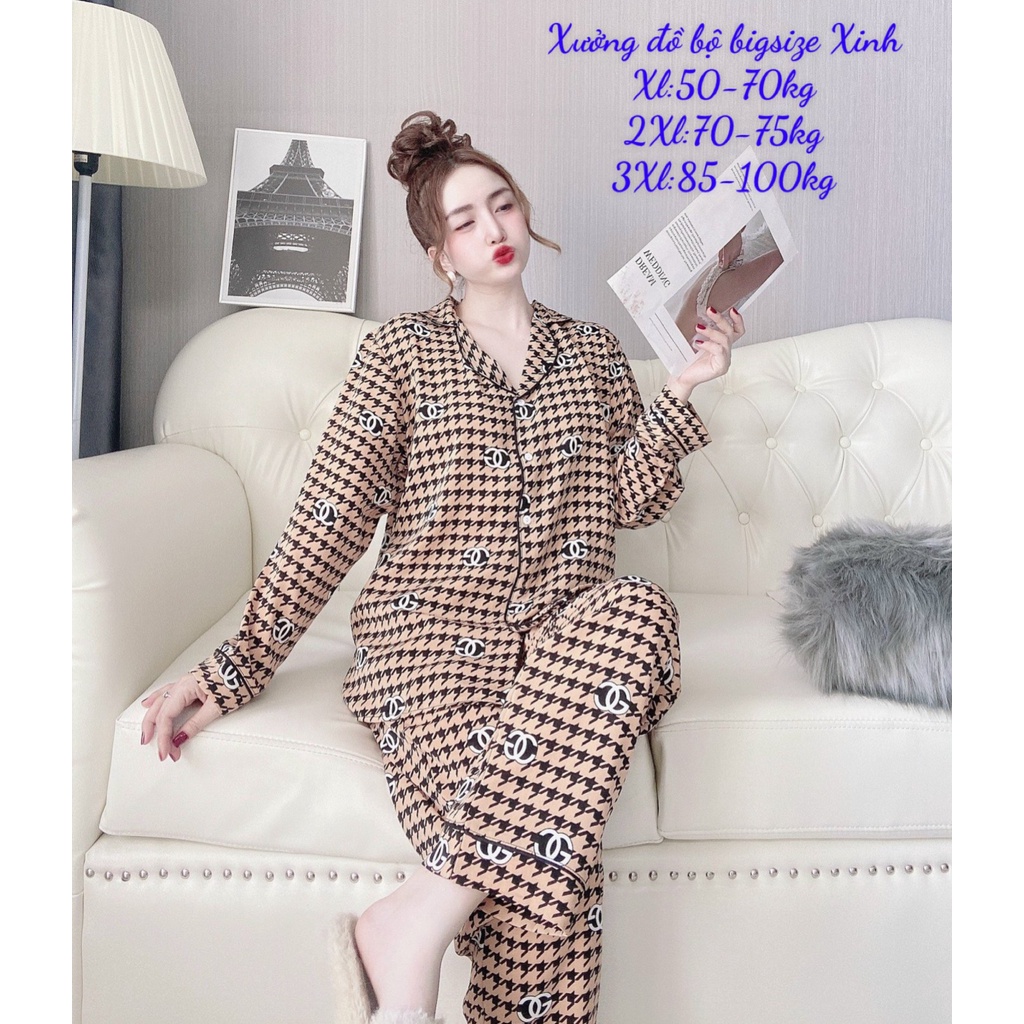 Đồ bộ bigsize tay dài 50-100 Cổ sen sang chảnh mặc nhà cho nữ | BigBuy360 - bigbuy360.vn