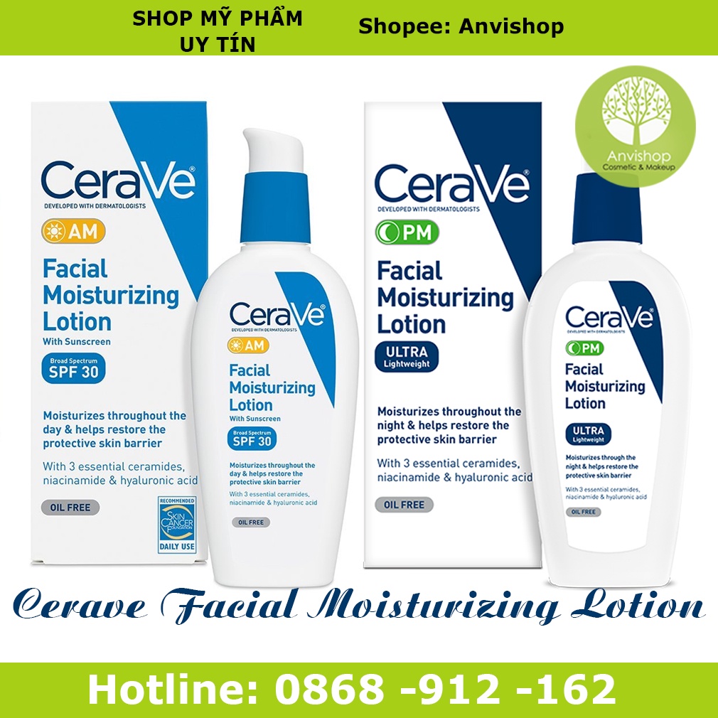 Kem dưỡng da CeraVe AM PM Facial Moisturizing Lotion Moisturizing các size ANVISHOP &amp; CeraVe Daily Moisturizing Lotion