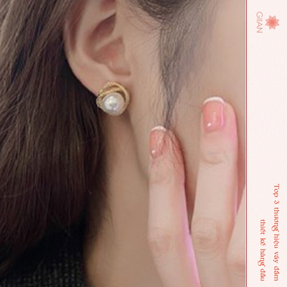 Bông tai mạ bạc 925 đính ngọc thời trang - GIIAN - PK-BT-03