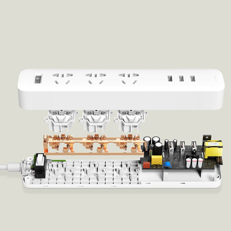Ổ cắm Xiaomi Power Strip 3+3 USB MJCXB02QM sạc nhanh 27w QC3.0 - Sản phẩm Chính hãng