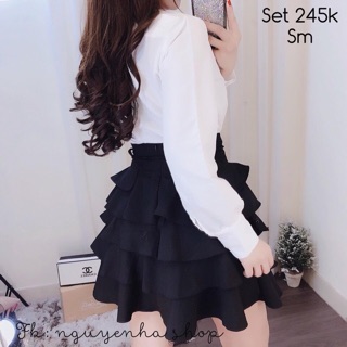 Set chân váy tầng áo phông