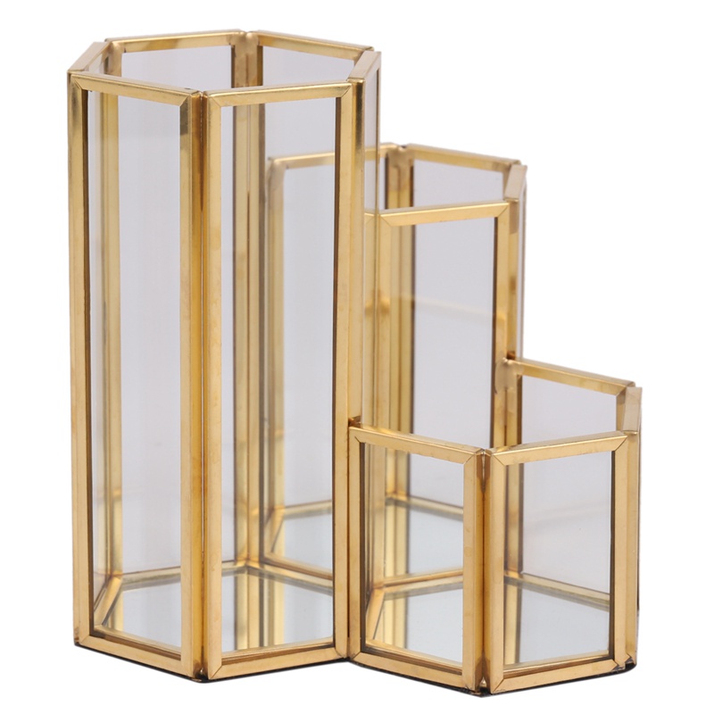 Kính Hộp Đựng Cọ Trang Điểm Bằng Đồng Tổng Hợp Hình Lục Giác Đa Năng Sắp Xếp Gọn Gà