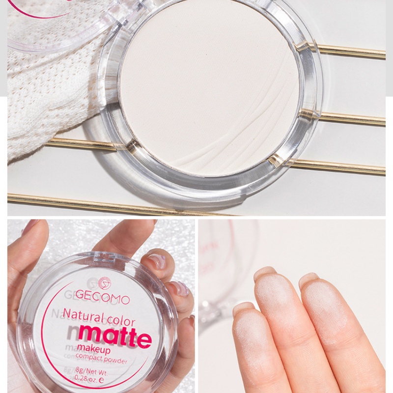 [Hàng mới về] Phấn phủ GECOMO dạng nén kiểm soát dầu ánh nhũ ngọc chống thấm nước tiện dụng