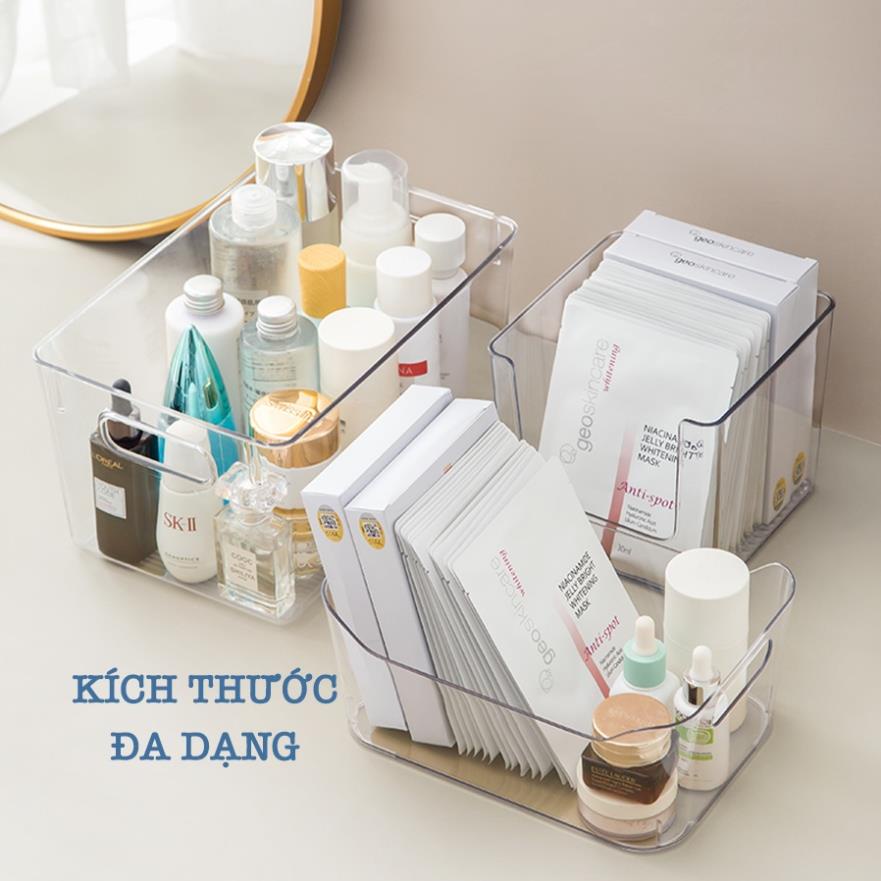 Khay Trong Suốt Đựng Đồ, Khay Đựng Mĩ Phẩm, Mặt Nạ, Để Bàn Đa Năng Có Tay Cầm Q051