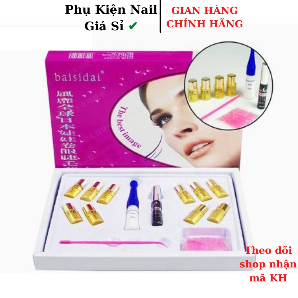 Bộ Thuốc Uốn Mi Phủ Đen Collagen 6D BAISIDAI , Thuốc Uôn Mi GOLD