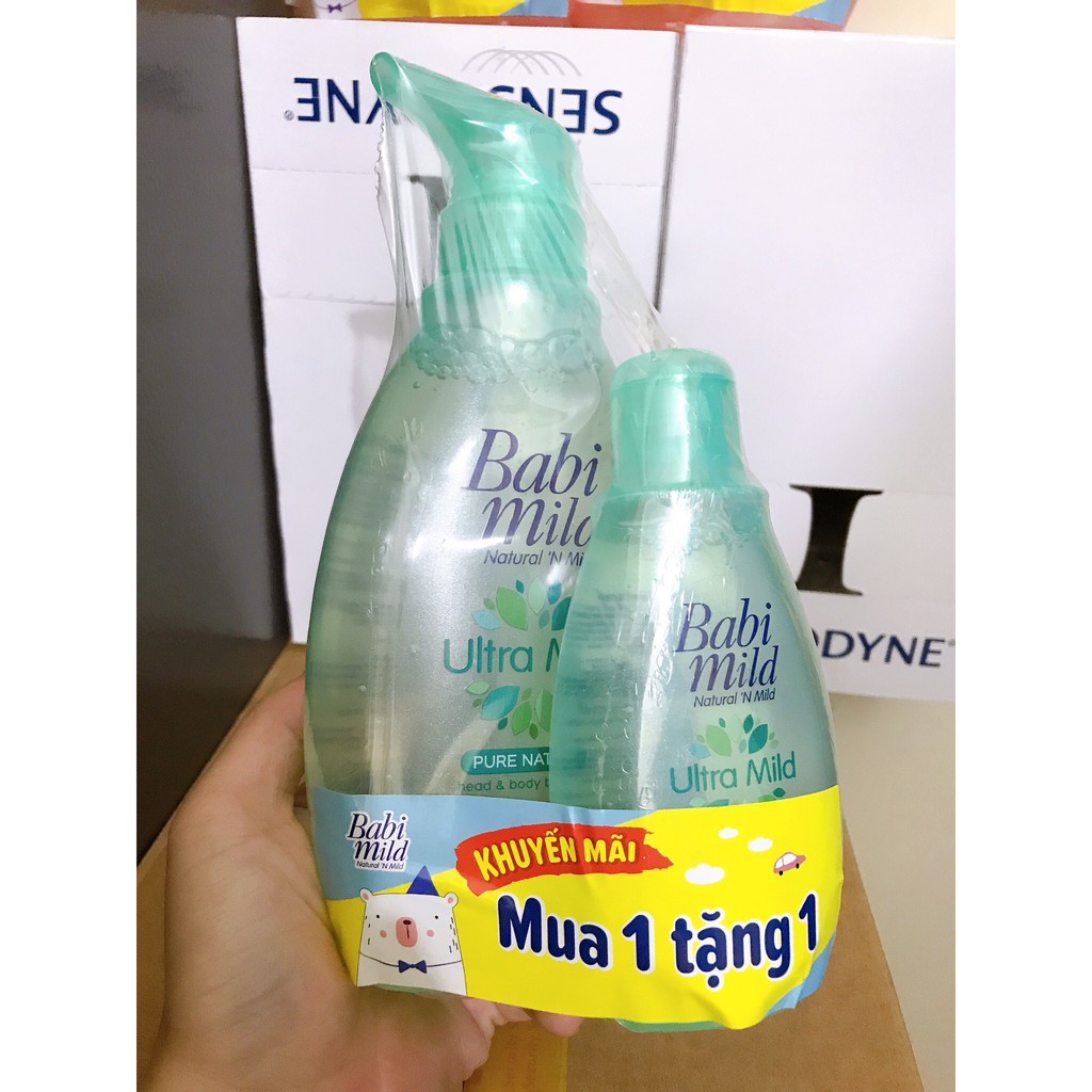 [Mua 1 Tặng 1] Sữa Tắm Gội Cho Bé Babi Mild White Sakura & Pure Nature 400ml Tặng 1 chai cùng loại 125ml