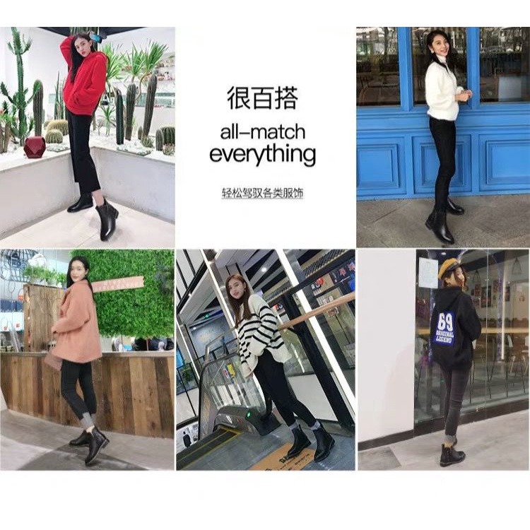 Giày Bốt Martin Cổ Thấp Đế Bằng Màu Đen Có Khóa Kéo Thời Trang Thu Đông 2022 Cho Nữ